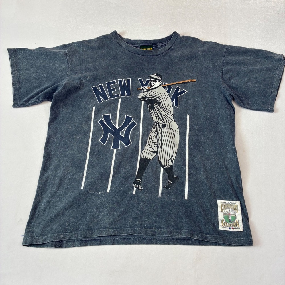 Home‎ Team Advantage T-Shirt L Gray NY Yankees Vintage 90s MLB USA Single Stitch